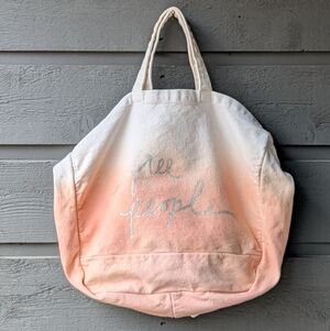 Free People Creamsicle Orange Dip Dye Canvas Tote Bag Handles & Strap